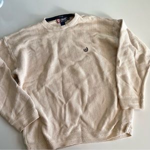 Vintage Chaps x Ralph Lauren Chevron Beige Pullover Sweater, XL